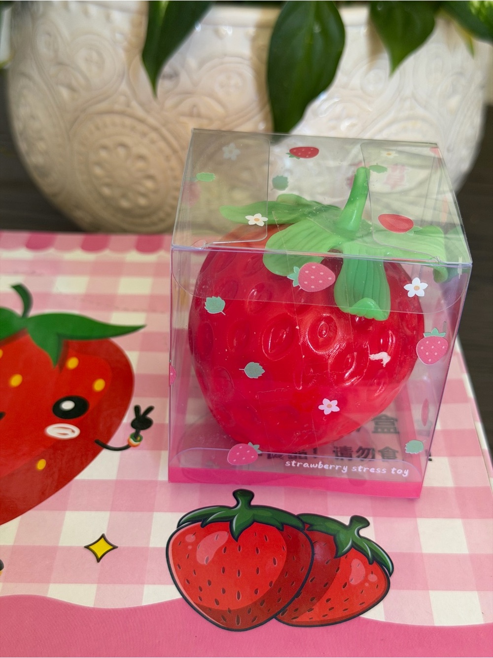 Strawberry Stress Toy - Red with Green Leaf Top